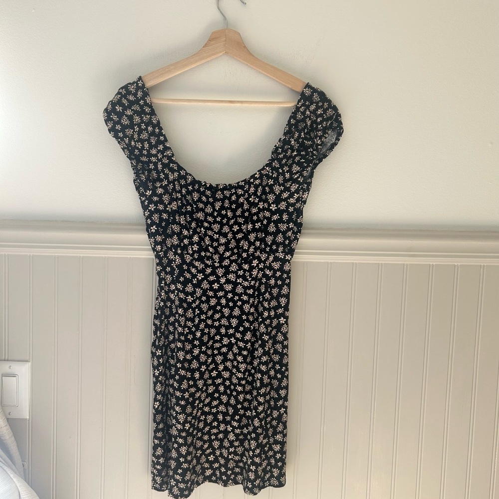 Aeropostale XS Ditsy Daisy Floral Mini Dress Scoop Neck Tie Front - Picture 6 of 6